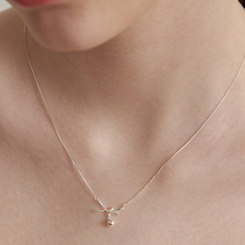 

TATIANA (925 Silver) Cross Ribbon Ball Necklace NZ2175 Gold Plated