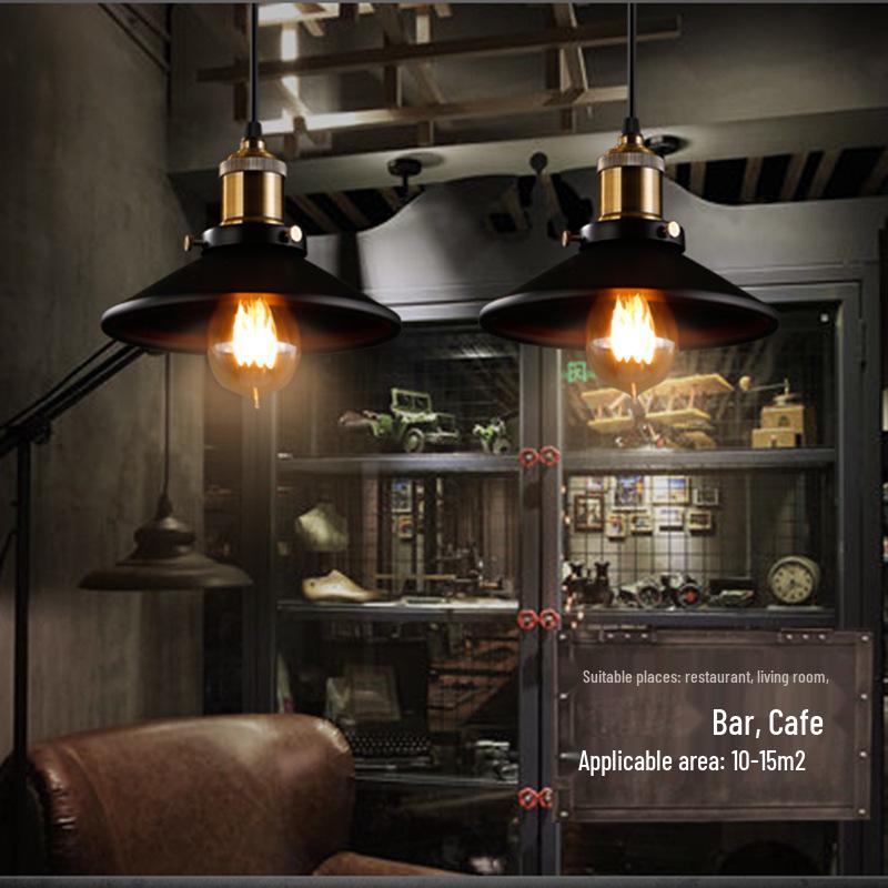 Moderner schwarzer Retro-Eisen-Loft-Kronleuchter - Industrielle Einzelkopf-Lampe für Restaurants, Bars und Hotels