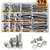 48-620 Stück Hochleistungs-Schrauben und Muttern-Set, 304 Edelstahlbolzen, einschließlich 8 gängigster Schraubensätze, M6, M8, M10.