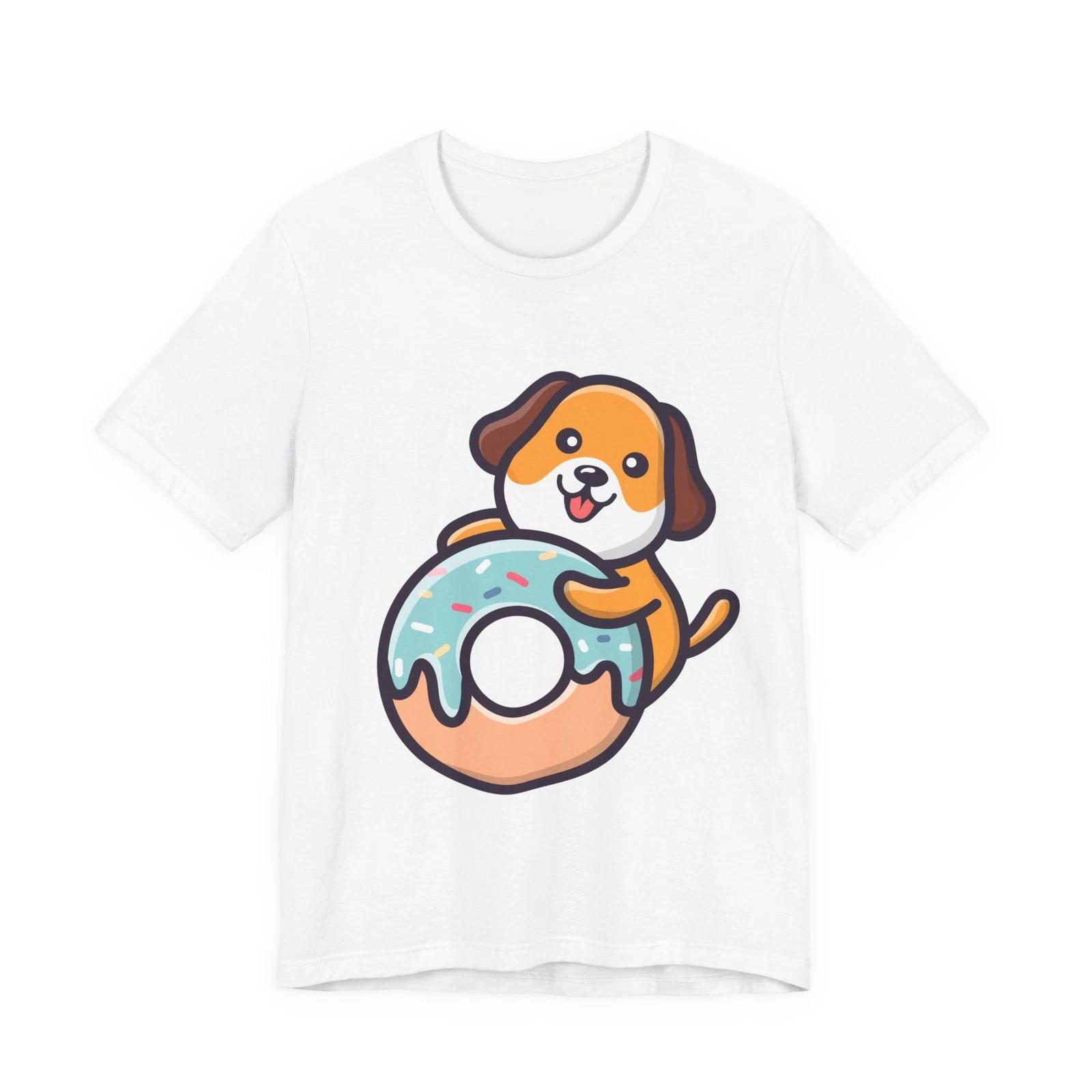 Cute Kawaii Puppy Dog on Donut Shirt - Cute Dog Shirt - Dog Owner Gift 3XL