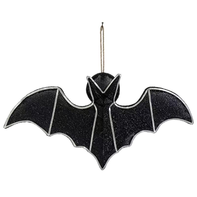 Metal Bat Halloween Decoration Hanging Accent with Loop for Entryway Party Table Display and Home Window Indoor Use
