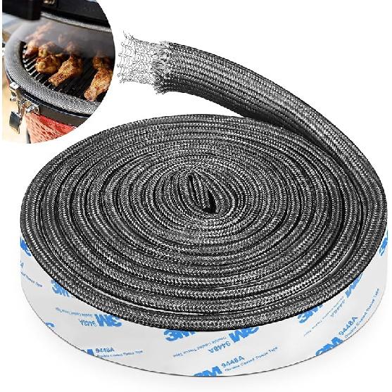Wire Mesh Gasket Kit Fit for Kamado Joe Big Joe High Temp Fiberglass Gasket Replacement BBQ Smoker Seal Accessories Self Stick Felt 180 in Long Fit for Kamado Joe classi