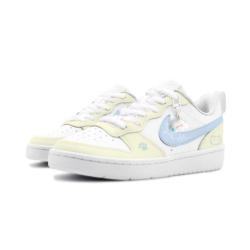 Nike Court Borough 2 Custard Cloud Leather Cushioning Abrasion Resistant Slip Resistant BQ5448-100(Team1855 )