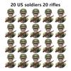 20Pcs/Set WW2 Military Soldier Array Soviet US UK France Japan Canada Italy China Building Blocks Action Figure Bricks Kids Toy