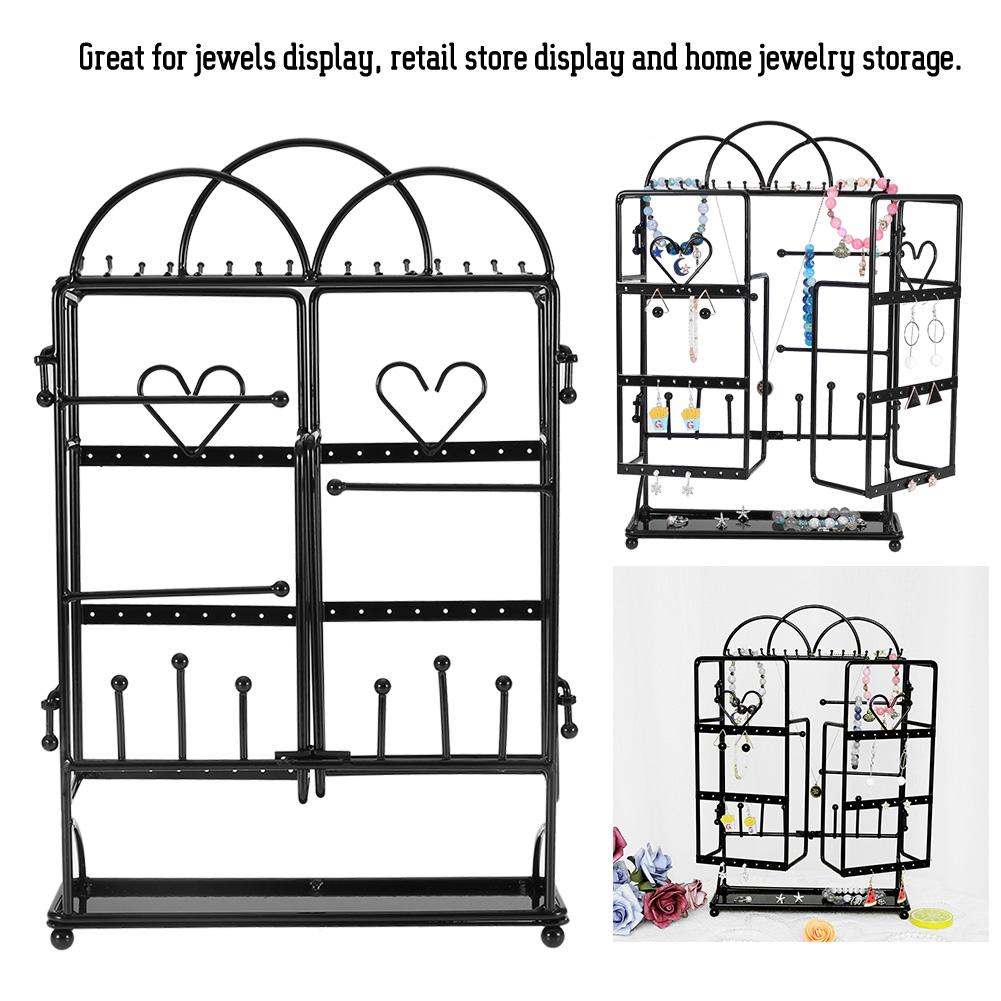 Large Capacity Necklace Bracelet Pendant Jewelry Organizer Display Stand Holder (Black)