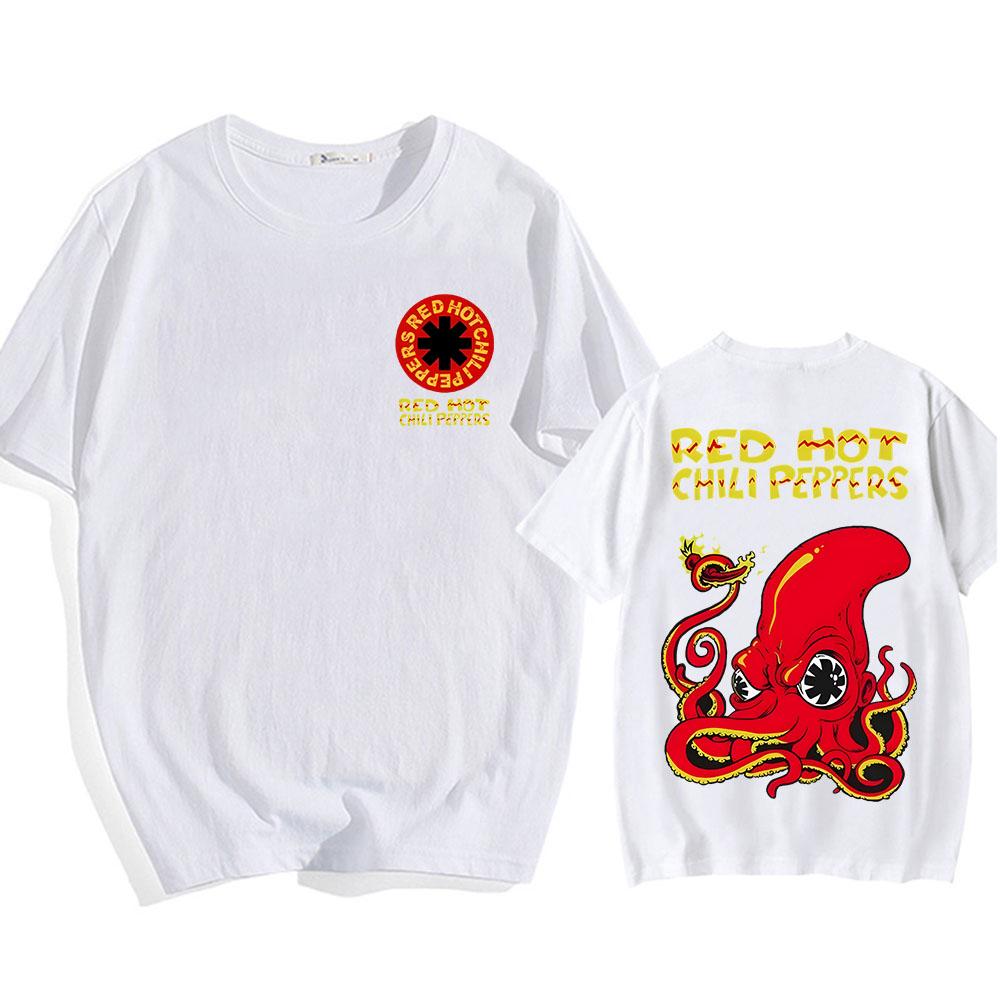 Red Hot Fire Squid Chili Peppers T-shirts Rock Band Hip Hop Streetwear Short Sleeve Men Women Tshirts Summer Cotton Soft Tee Top