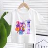 KPop Demon Hunters White T-shirt for Children A-Z Letters Tee Top Cartoon Round Collar Clothes Kids Short Sleeve Clothing Gift