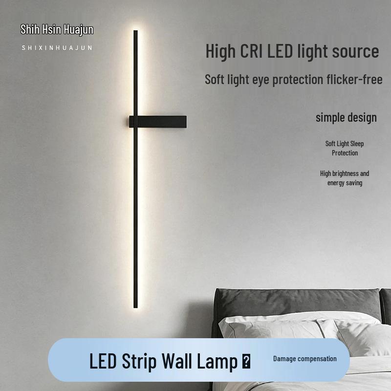 Minimalist LED Wall Lamp: Linear Strip Design for Bedroom or Living Room