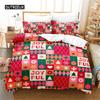 Copripiumino Babbo Natale Set Biancheria da Letto Rosso Bianco Buon Natale Felice Anno Nuovo Set Piumone Copripiumino per Bambini Per Decorazione Regalo
