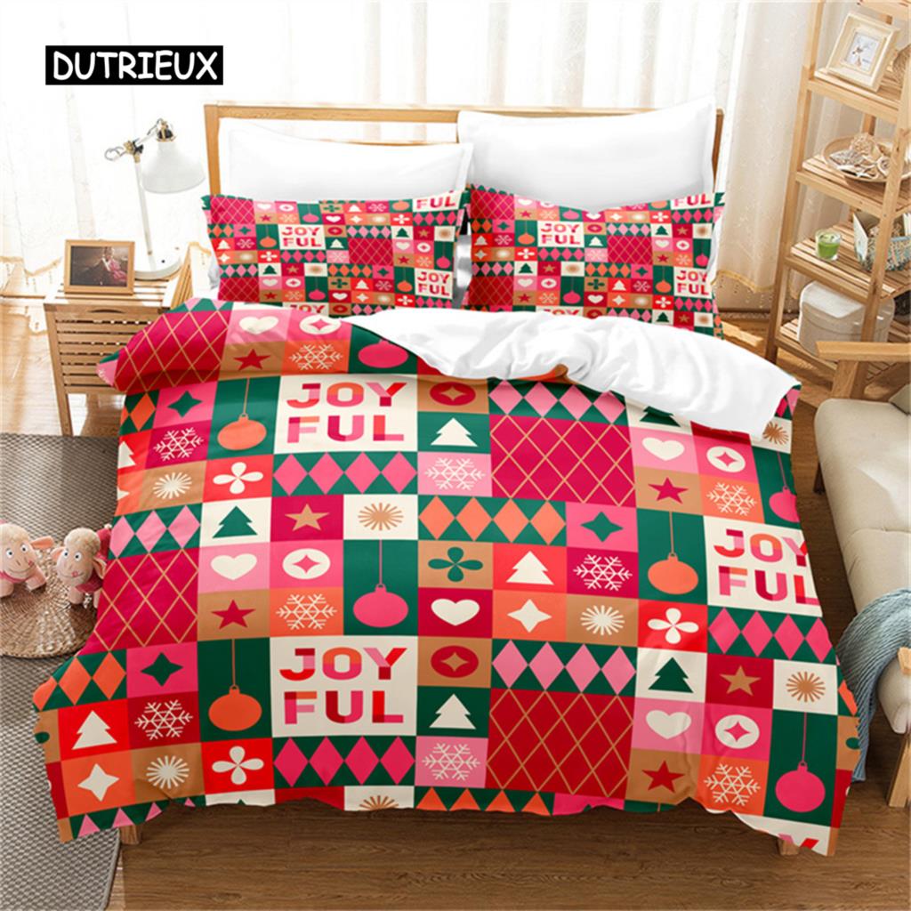 Santa Claus Duvet Cover Red White Bedding Set Merry Christmas Happy New Year Comforter Set Children Duvet Cover For Decor Gift