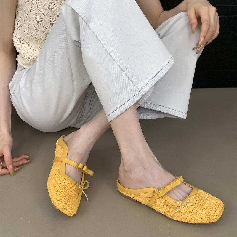 Mode Handgewebter Schmetterlingsknoten Marken Flache Slipper Damenmode Flache Mary Jane Schuhe Bequem Lässig Retro Designer Schuhe