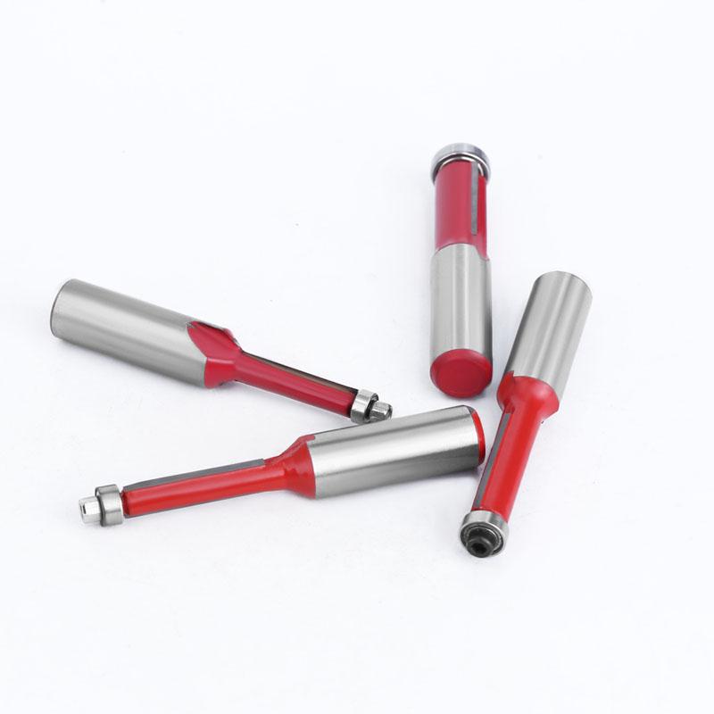 1/4 stk 1/2 tommer 12 mm skaft ende Dobbel fløyter Kulelager Flush Router Bit Rett skaft Trim Trefreser for trebearbeiding