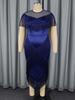 AOMEI Women Plus Size Fringe Midi Dress Elegant Bodycon Tassel Pencil Evening Party Club Dresses