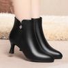 stiletto high heels women's soft leather short boots, winter new pointed fashion velvet leather shoes are versatile