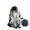 Ink In the Clouds: Black & White Gradient Long Curly Wig with Middle Part