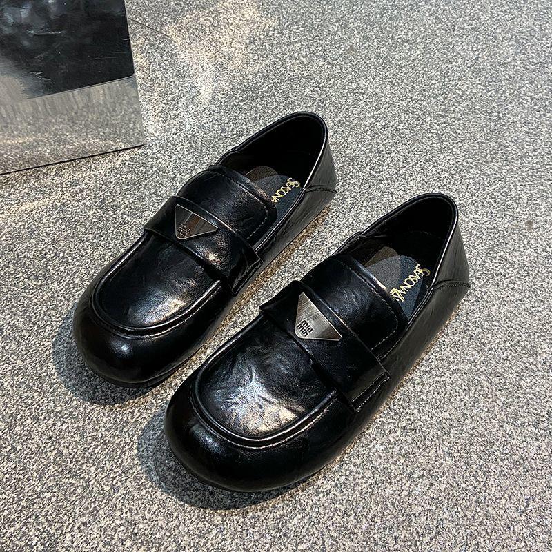 Women's Retro One-Step Loafers 2025 - Soft Leather, British Style, Versatile Flats