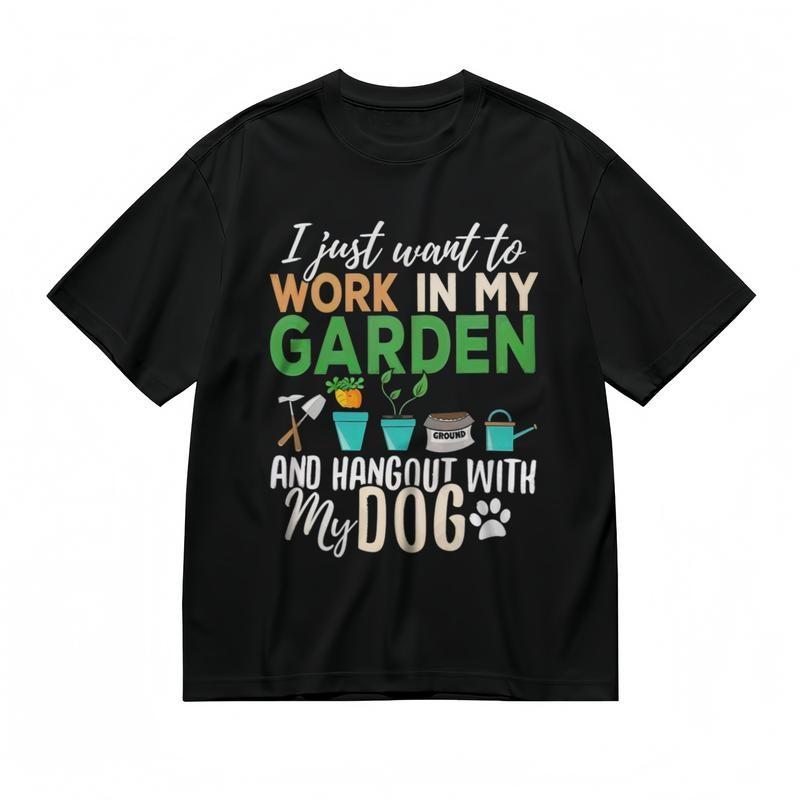 

Men s Comfy Slight Stretch Breathable Classic T-Shirt Garden And Dog Graphic Tee S