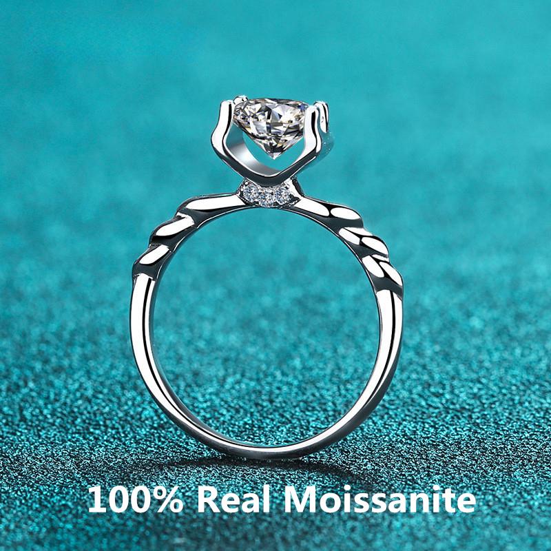 GRA-zertifizierter echter Moissanit-Ehering, 1 CT, 18 Karat Weißgold plattiert, Diamant-Versprechensringe, Brautring, edler Schmuck für Frauen