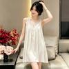 French court style suspender nightdress women's summer large size loose pajamas with chest pad pure desire wind sexy lace skirt