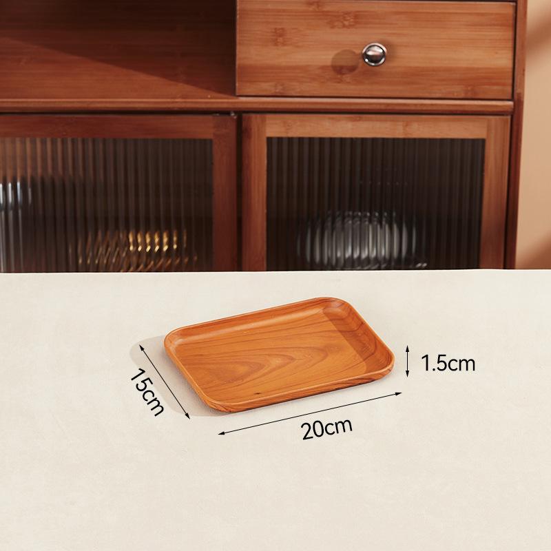 PP Plastic Tray Coffee Food Cup Trays Decorative Wood Grain Rectangular for Storage Dish Dessert Candy Tea Kitchen Supplies