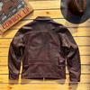 American retro tea heart cowhide heavy washed old leather jacket short tooling locomotive leather jacket men's coat