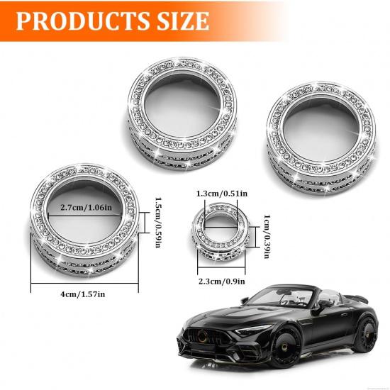 ASUBHA 4PCS Bling Car Accessories AC Knob Covers, AC Knob Trim, Air Conditioner AC Switch Audio CD Button Knob Cover Trim, Diamond Car AC Climate