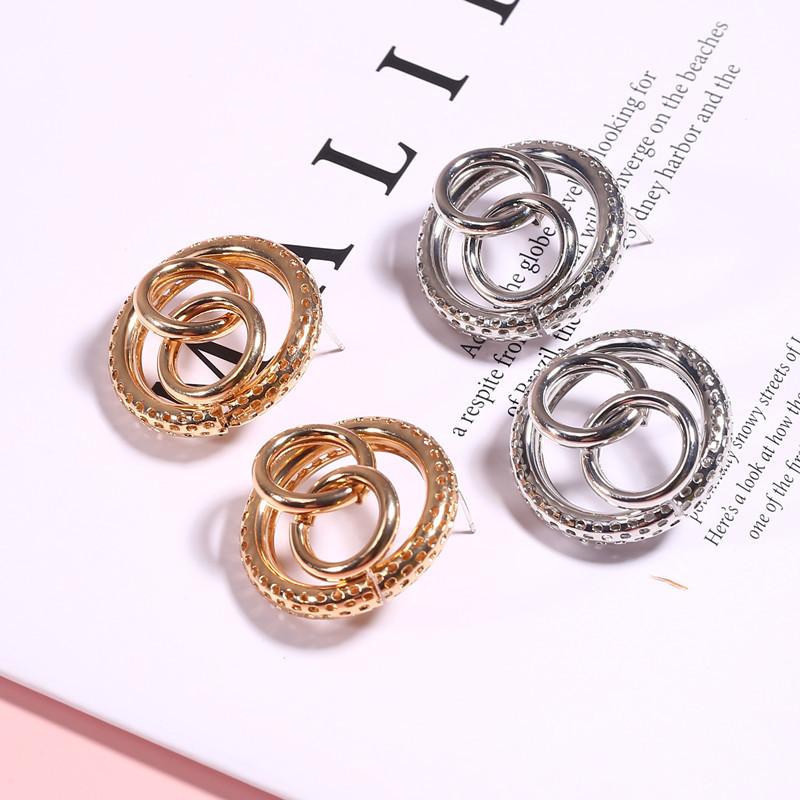 Fashion Exaggerated Circle Stud Earrings, Punk Style Geometric Earrings, Metal Ear Jewelry