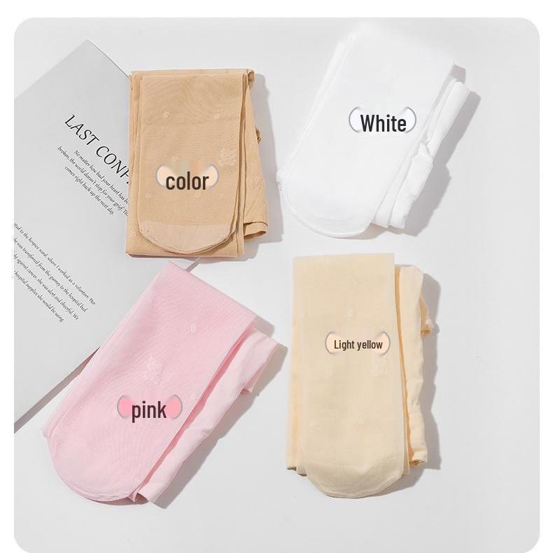 Children's Summer Lace Anti-Mosquito Pantyhose - White Thin Nine-Point Dance Socks