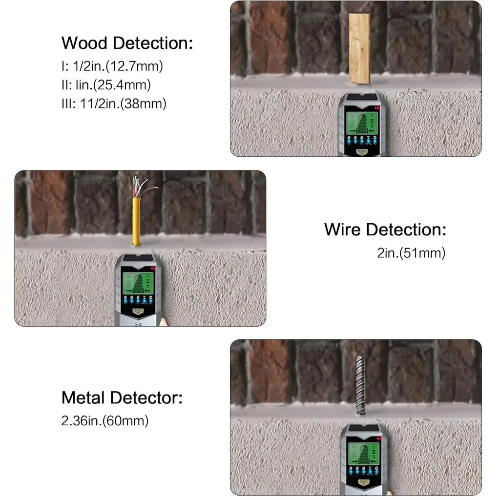 5in1 Wall Metal Detection Instrument,Measuring Metal Current Wire Wood,Handheld Detector Stud Post Measuring Instrument Scanner.