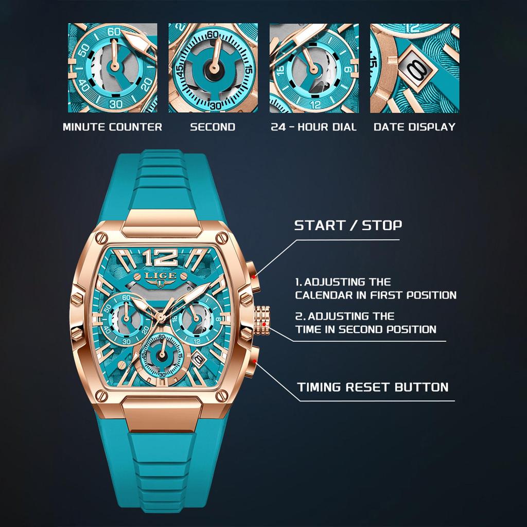 LIGE New Luxury Mens Watch Fashion Business Quartz Wristwatches Luminous Waterproof Chronograph Men Watches