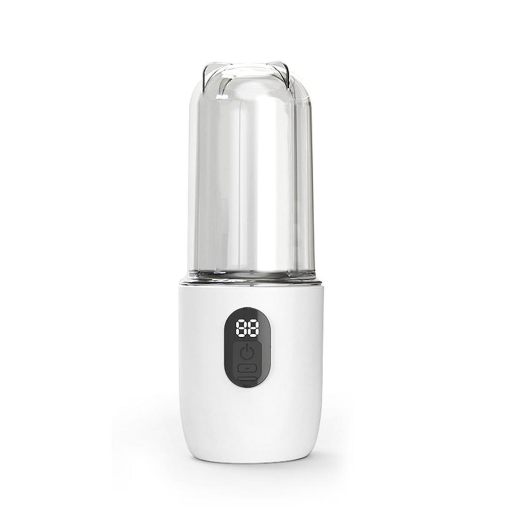 Portable Blender Electric Cordless USB Rechargeable Juicer Cup with Lid Powerful Blending for Gym Travel Kitchen White