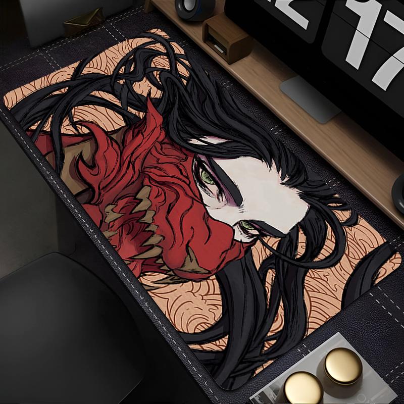 Mouse Pad Laptop Gaming New Mousepad PC Accessories Devil Oni Mask Keyboard Pad Non-Slip Soft Computer Anime Cool Boy Desk Mat