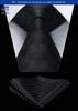 [Enlision] Formal Black Tie and Pocket Square Set for Men, Silk, Check Pattern, Business, Party, Ceremonial Occasions, Luxury Gift TC311L8S By
