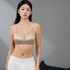 French Triangle Cup Underwear Women's Thin Breasts Comfortable Without Steel Rings, Sexy Mesh Stitching, Satin Seamless Text
