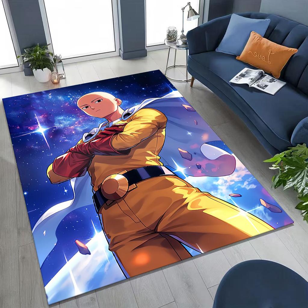 Anime One Punch Man Saitama Cartoon Cartoon Rug for Bedroom Living Room Sofa Home Doormat Decor,Kids Play Non-slip Floor Mat