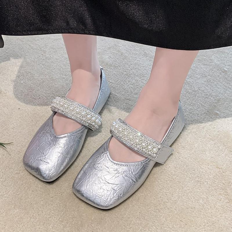 Fashion Summer 2025 Flats Mules Women Shoes Slingback Slippers Women Designer String Bead Square-toed Sandals Dress Fashion Slides Women