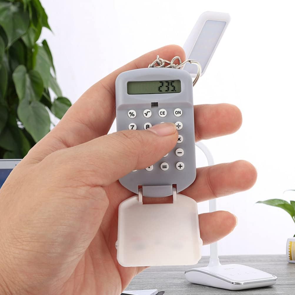 2Pcs Mini Electronic Calculator Keychains Brain Toy, 8 Digits Flip Calculator with Key Ring for Home Office Kids