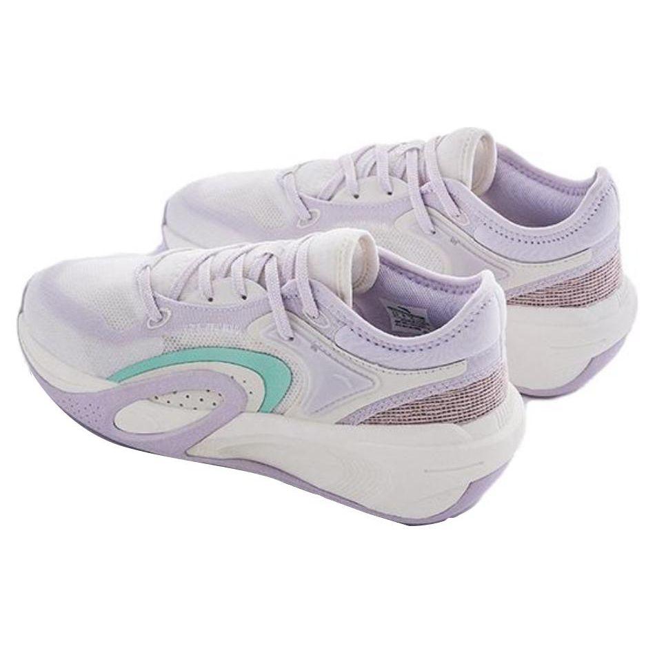 Anta Comfortable Shock Absorbing Non-Slip Wear-Resistant Breathable Lightweight Low-Top Casual Shoes Women Sneaker White Purple Gray 122228081-3