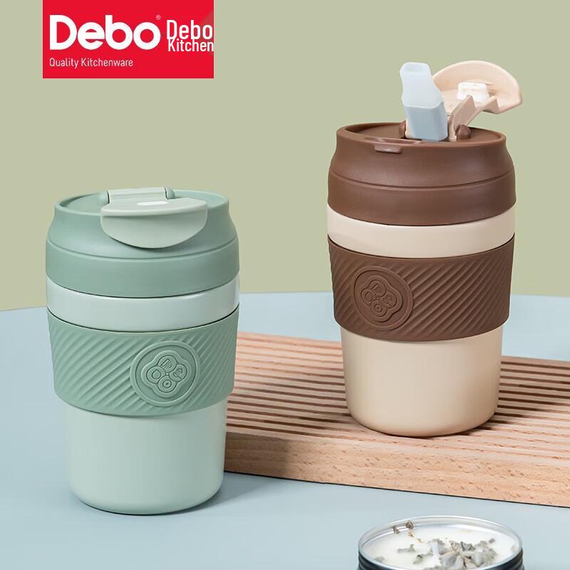 Debao Ceramic Lined Stainless Steel Straw Coffee Cup