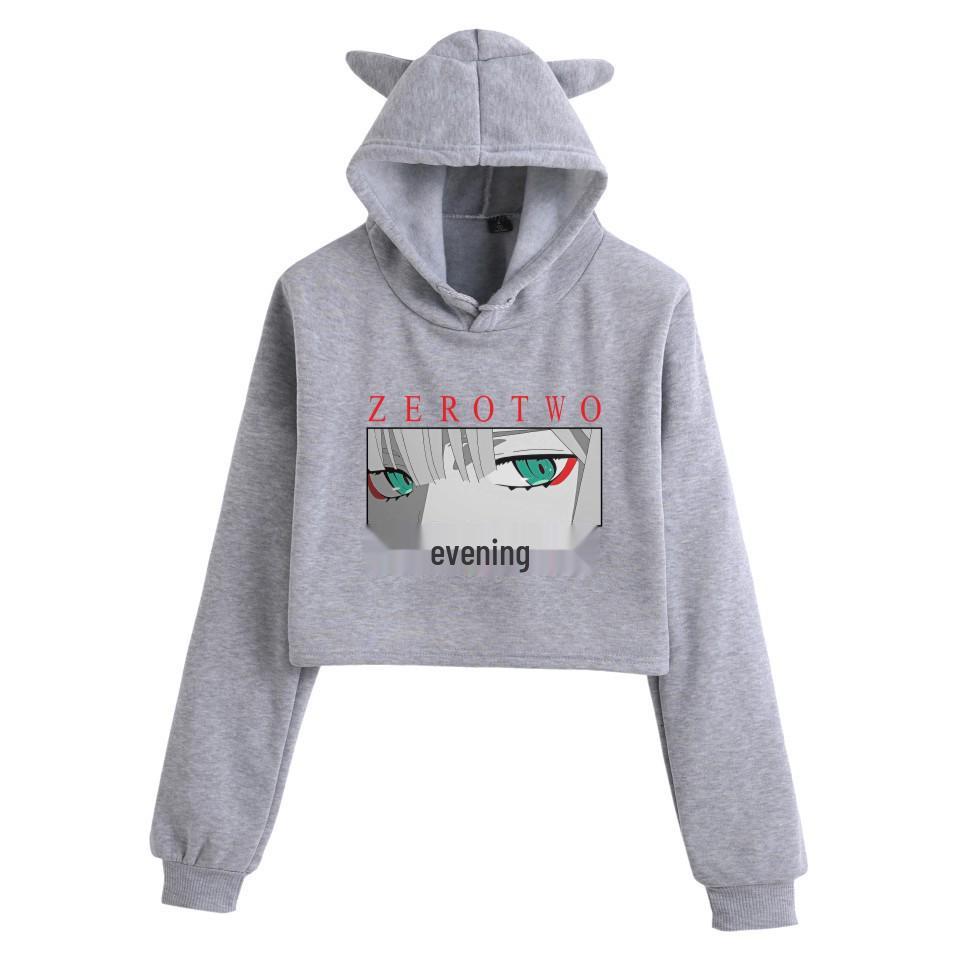 Darling in the Franxx Zero Two Cat Ear Cropped Hoodie - Women's Anime Style