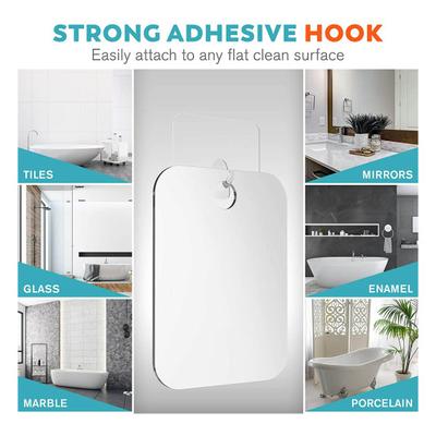 מראה מקלחת נגד ערפל ללא עיוות אקריליק שטוח מראה ללא ערפל עם וו למתנה