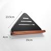 Raft Triunghiular Baie Lemn Aluminiu Negru Toaletă Bucătărie Baie Duș Șampon Săpun Suport Depozitare Raft Colț Organizator de Perete
