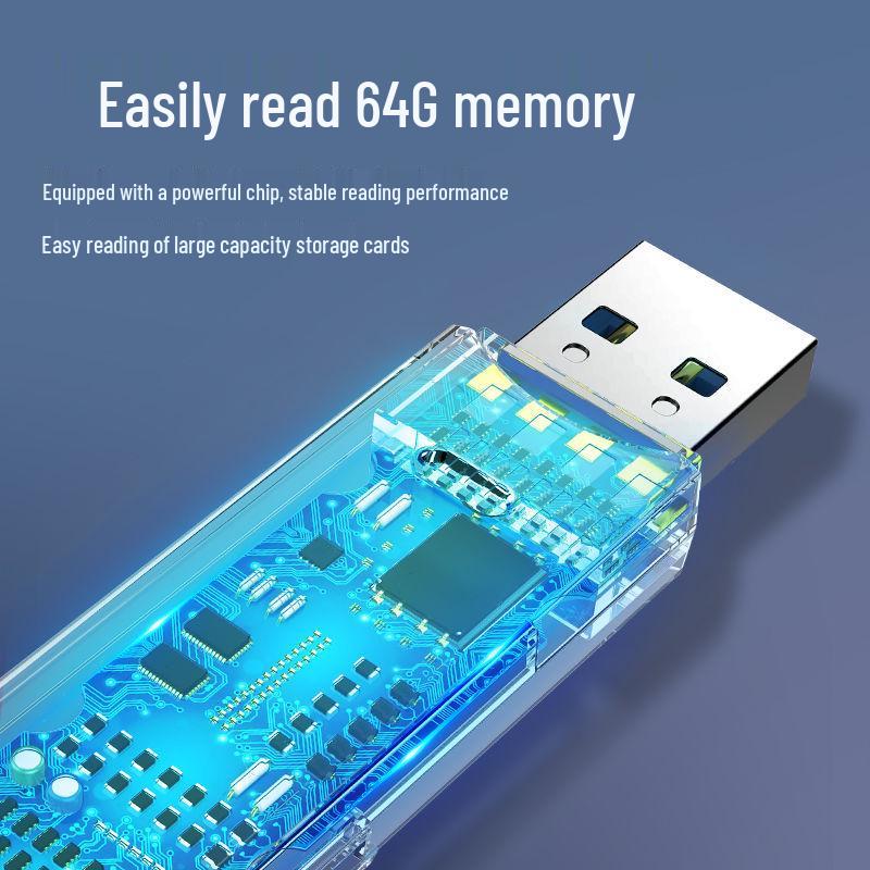 3.0 High-Speed 2-in-1 Card Reader for TF/SD Cards - Compatible with Cameras, Computers, Cars, and Laptops