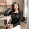 Baleno Women's Slim-Fit Henley Long Sleeve Graphic Tee