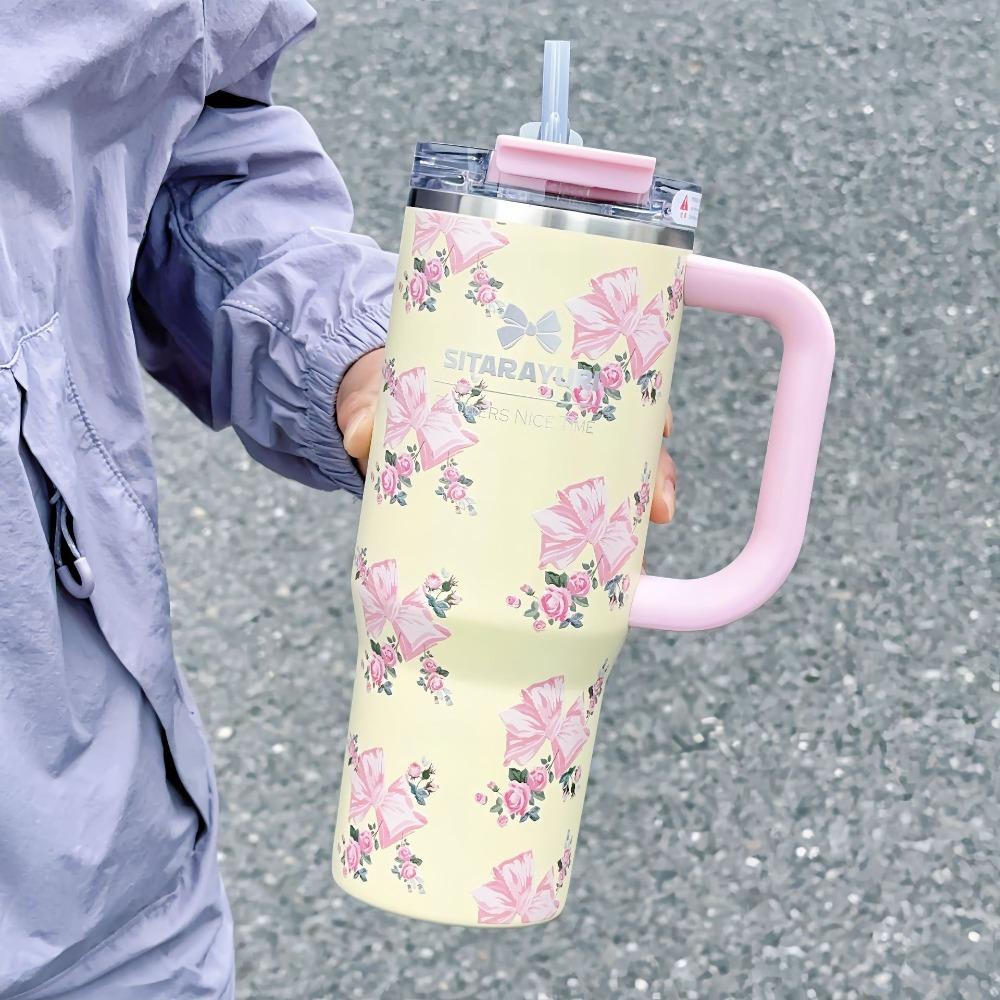 40oz Strohbecher 304 Edelstahl Auto Eisbecher Schleife Thermosbecher