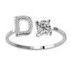 Großbuchstaben Offene Mädchen 26 Buchstaben Optional Zirkonia Eingelegte Ringe Damen Hand Schmuck I