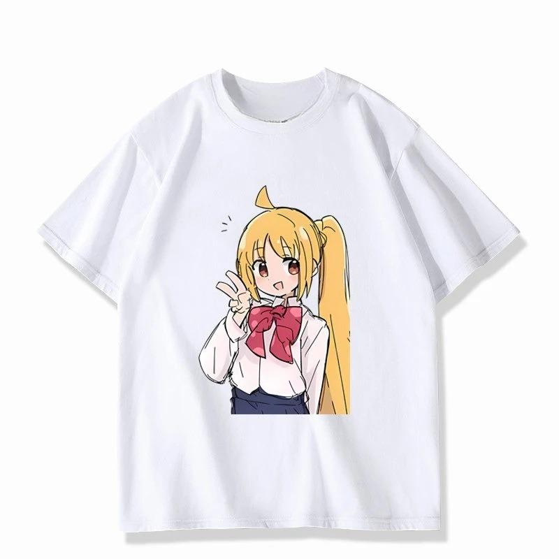 Süßes weißes Baumwoll-T-Shirt mit Bocchi the Rock! Nijika Ijichi Anime Charakter Kunstdruck Damen und Herren T-Shirts