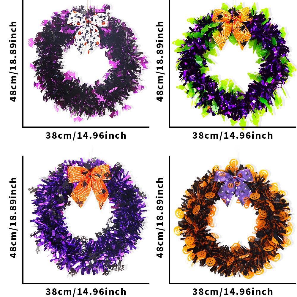 Orange Halloween Pumpkin Wreath Vibrant Colorful Hanging Decoration For Parties Spooky