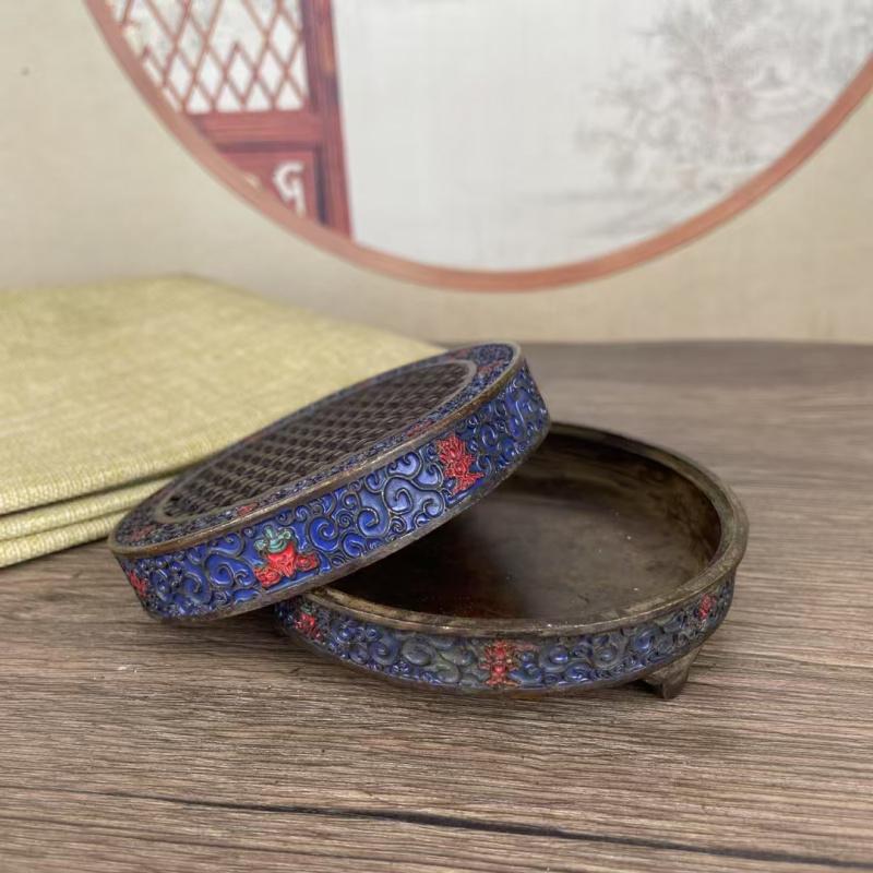 Vintage Patina Alloy Copper Blue Glaze Incense For Home Indoor Use Agarwood Sandalwood Burner Antique Style Ornament Coil