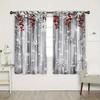 Set Of 2 Jit Snowflake Berries Printing Curtain Polyester Drapes Winter Christmas Window Decor Home Dec With Rod Pocket Blackout